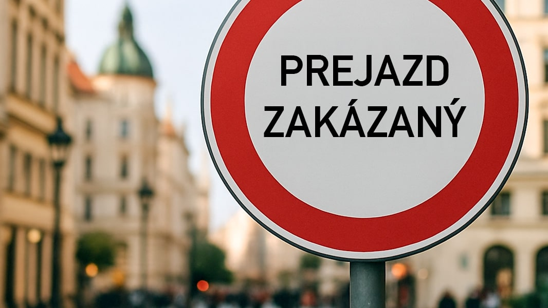 Prejazd zakázaný - zrušená dopravná značka