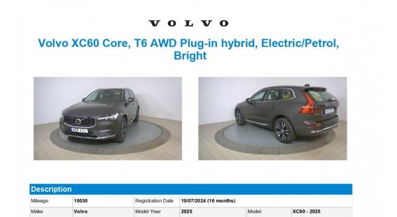 Volvo XC60 T6 Recharge Core AT8 eAWD