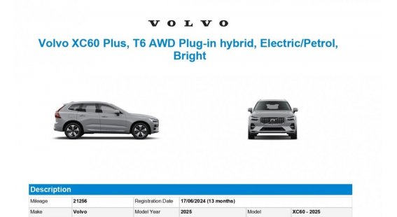 Volvo XC60 T6 Recharge Plus Bright AT8 eAWD